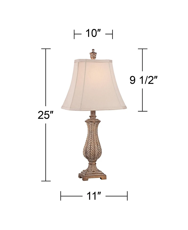 Regency Hill Karina 25" High Petite Vase Traditional Country Cottage Table Lamps Set of 2 Leaves Finish Living Room