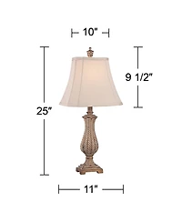 Regency Hill Karina 25" High Petite Vase Traditional Country Cottage Table Lamps Set of 2 Leaves Finish Living Room