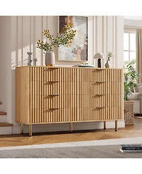 gaomon 8-Drawer Dresser for Bedroom, 55'' Wide Modern Wooden Chest of Drawers with Metal Handles, Anti-Tip Design, Sturdy Storage Organizer.