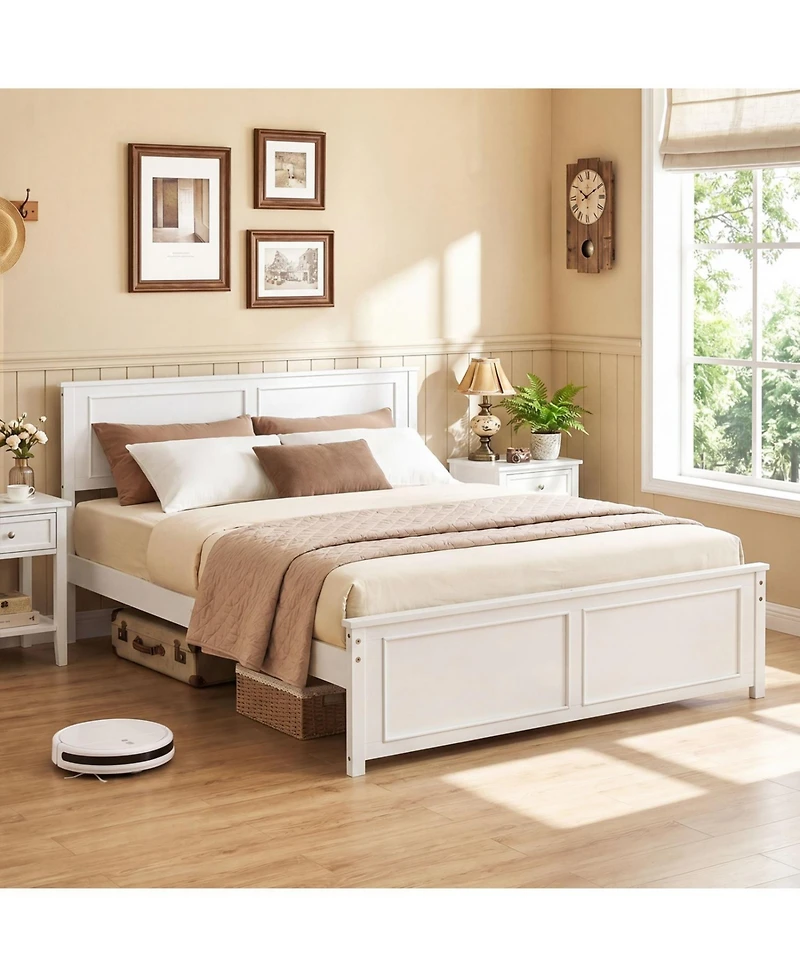 Slickblue Modern Platform Bed Frame with Wooden Headboard
