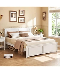 Slickblue Modern Platform Bed Frame with Wooden Headboard