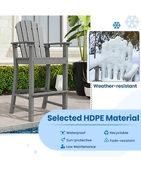 Sugift Set of 2 Counter Height Outdoor Hdpe Bar Stools with Armrests and Footrest