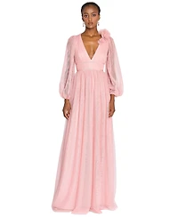Marchesa Notte Women's Tulle Flower A-Line Gown