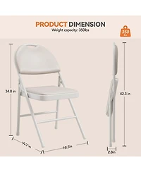 homfan 4 Pack Pu Leather Cushioned Folding Chairs with Ergonomic Wide Back and Reinforced Metal Frame
