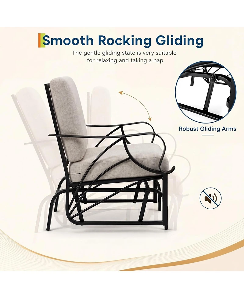 gaomon Set of 2 Outdoor Glider Rocking Chair, Glider Swing Chair for Garden, Yard, Lawn, Patio Rocker
