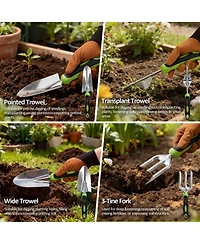 Xdovet Garden Tool Set Stainless Steel 9-Piece Rubber Handle Bag