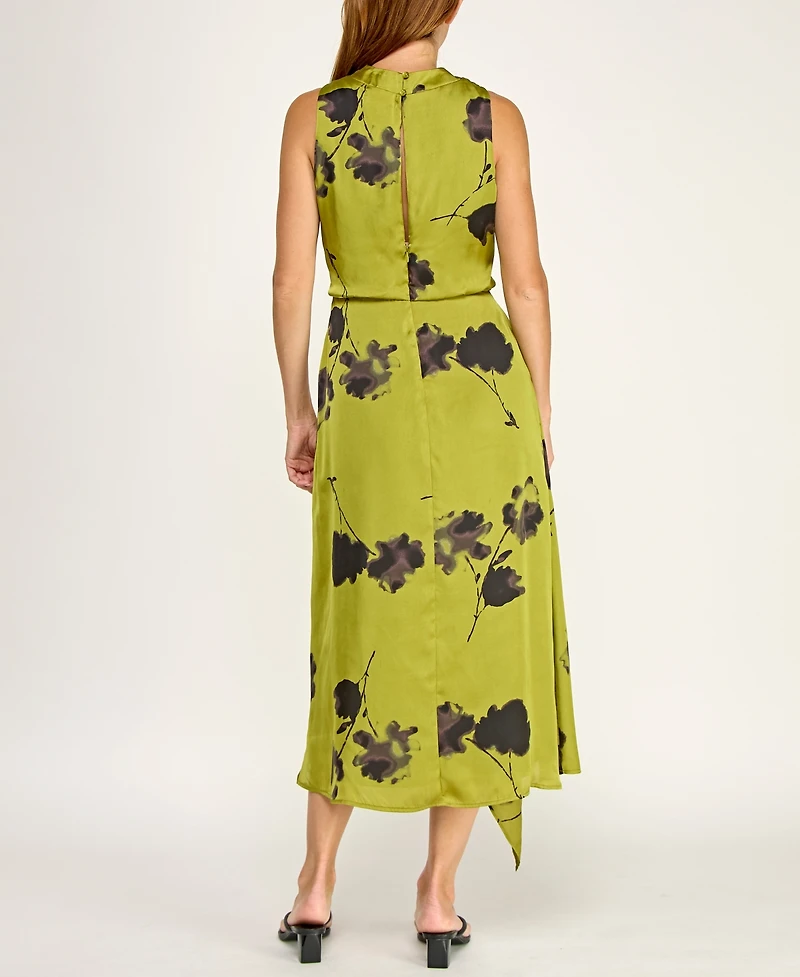 Row A Juniors' Cowl Neck Asymmetric Midi Dress