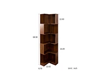 sumyeg Corner Book Shelf - 5 Tier Corner Bookshelf Bookcase with Baffle Led Lights