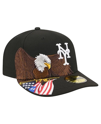New Era Men's Black York Mets Americana Bald Eagle Pre-Curved 59FIFTY Fitted Hat