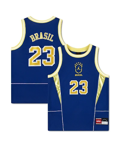 Jordan Big Boys and Girls Royal Brazil National Team Mesh Basketball Fashion Jersey