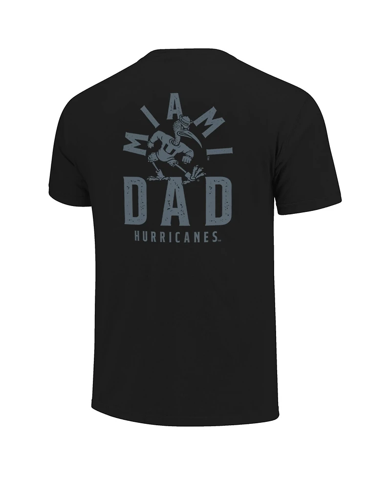 Image One Men's Black Miami Hurricanes Father's Day Mascot Overlay T-Shirt
