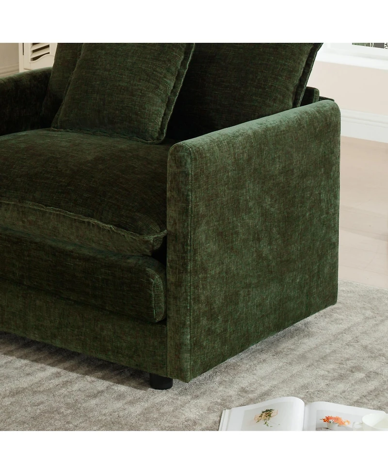 Boyel Living Modern Accent Chair with Ottoman, Room Club Chenille Upholstered Armchair , Reading for Bedroom, Blue