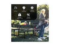 Clihome Hdpe Outdoor Picnic Table Bench Set with Metal Base