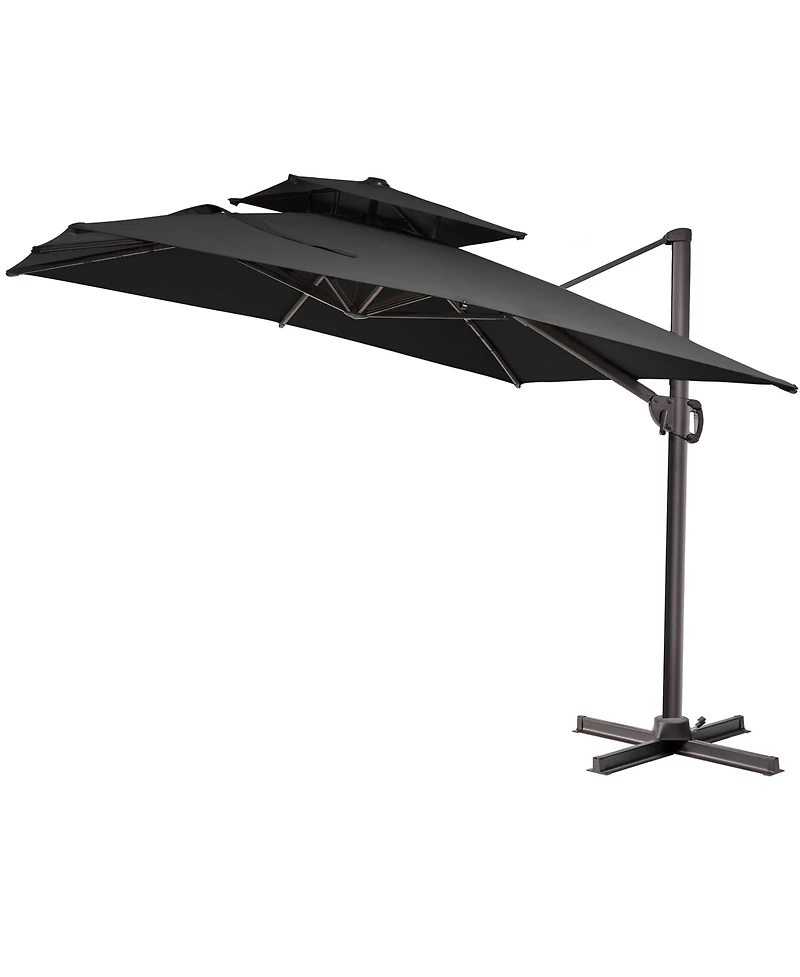 Pellebant Outdoor Patio Double Top Aluminum Cantilever Umbrella