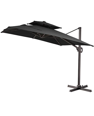 Pellebant Outdoor Patio Double Top Aluminum Cantilever Umbrella