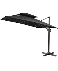 Pellebant Outdoor Patio Double Top Aluminum Cantilever Umbrella