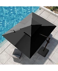 Pellebant Outdoor Patio Double Top 9X12Feet Aluminum Cantilever Umbrella with Base
