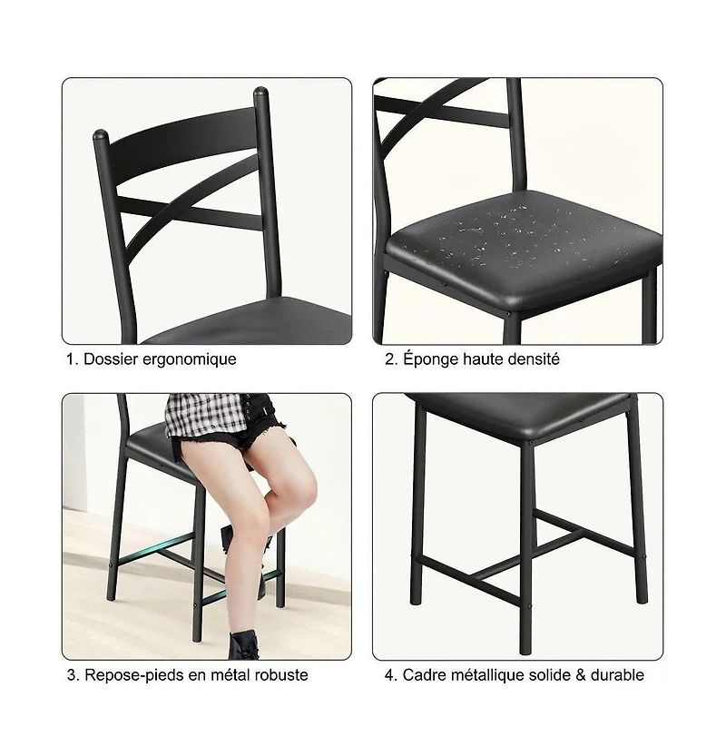 homfan Set of 6 Bar Stools, 26 Inch Pu Leather Stools with Straight Back and Thick Cushion for Kitchen Island or Dining Room