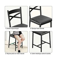 homfan Set of 6 Bar Stools, 26 Inch Pu Leather Stools with Straight Back and Thick Cushion for Kitchen Island or Dining Room