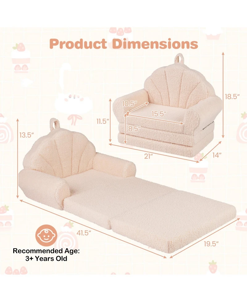 Slickblue 2-in-1 Convertible Kids Sofa Chair with Fold-Out Toddler Bed