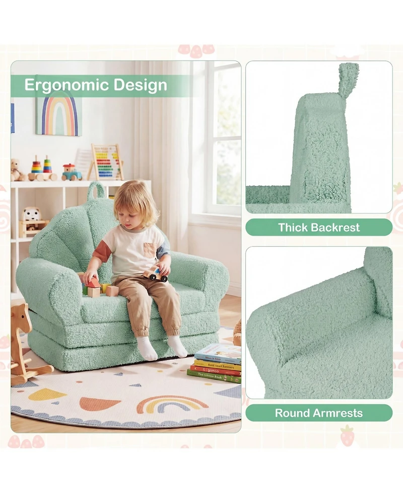 Slickblue 2-in-1 Convertible Kids Sofa Chair with Fold-Out Toddler Bed