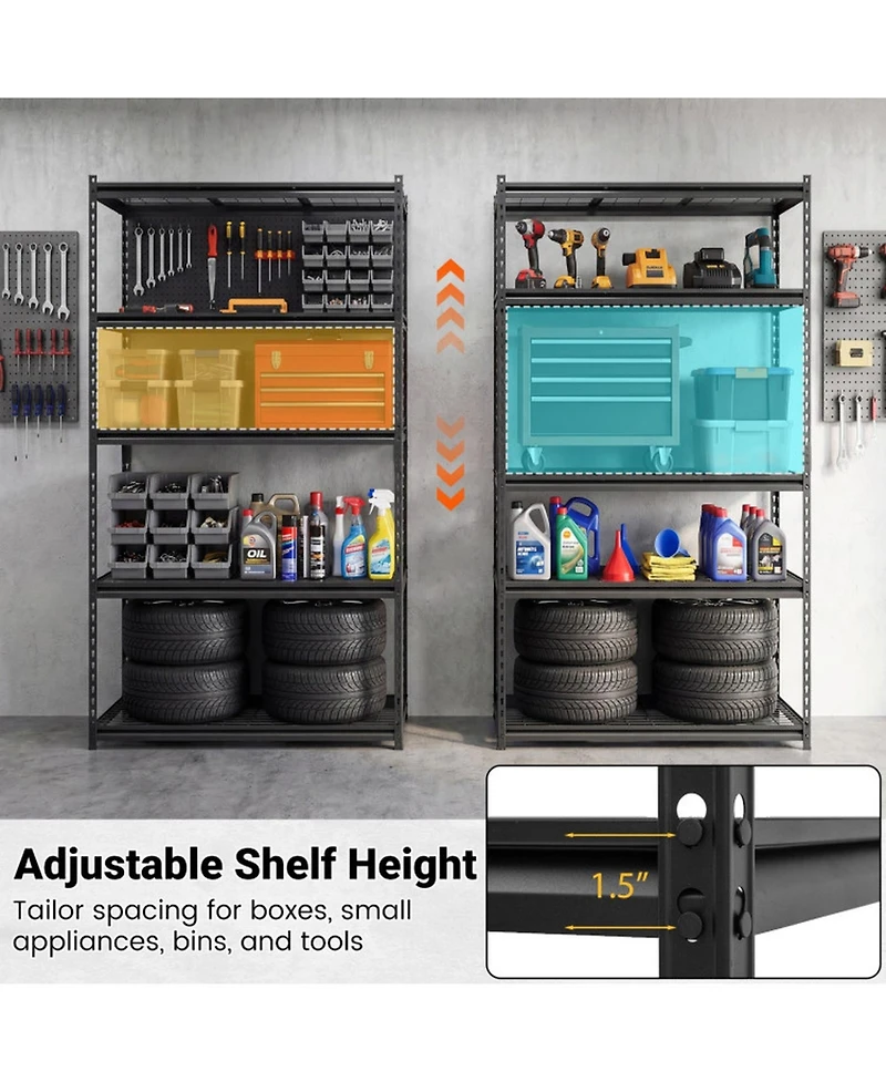Sugift Set of 4 5-Tier Heavy-Duty Metal Shelving Units with Adjustable Wire Racks