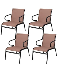 Gouun Set of 4 Outdoor Dining Chairs with Breathable Quick-Dry Fabric