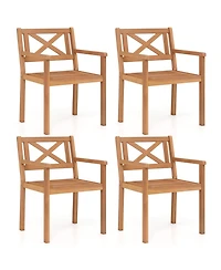 Gouun Set of 4 Acacia Wood Patio Dining Chairs with Slatted Ventilated Seats