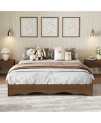 homfan Minimalist Wave Edge Wood Platform Bed Frame - Sturdy and Noise-Free, Easy Assembly, No Box Spring