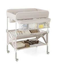 Gouun Portable Baby Changing Table with Wheels and Storage Rack