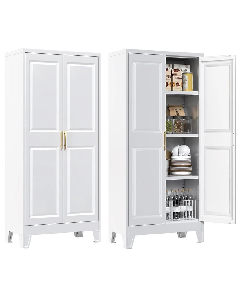 Boyel Living Metal Kitchen Pantry Cabinet with Doors and Shelves, Tall Storage Organizer for Home Office Garage