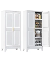 Boyel Living Metal Kitchen Pantry Cabinet with Doors and Shelves, Tall Storage Organizer for Home Office Garage