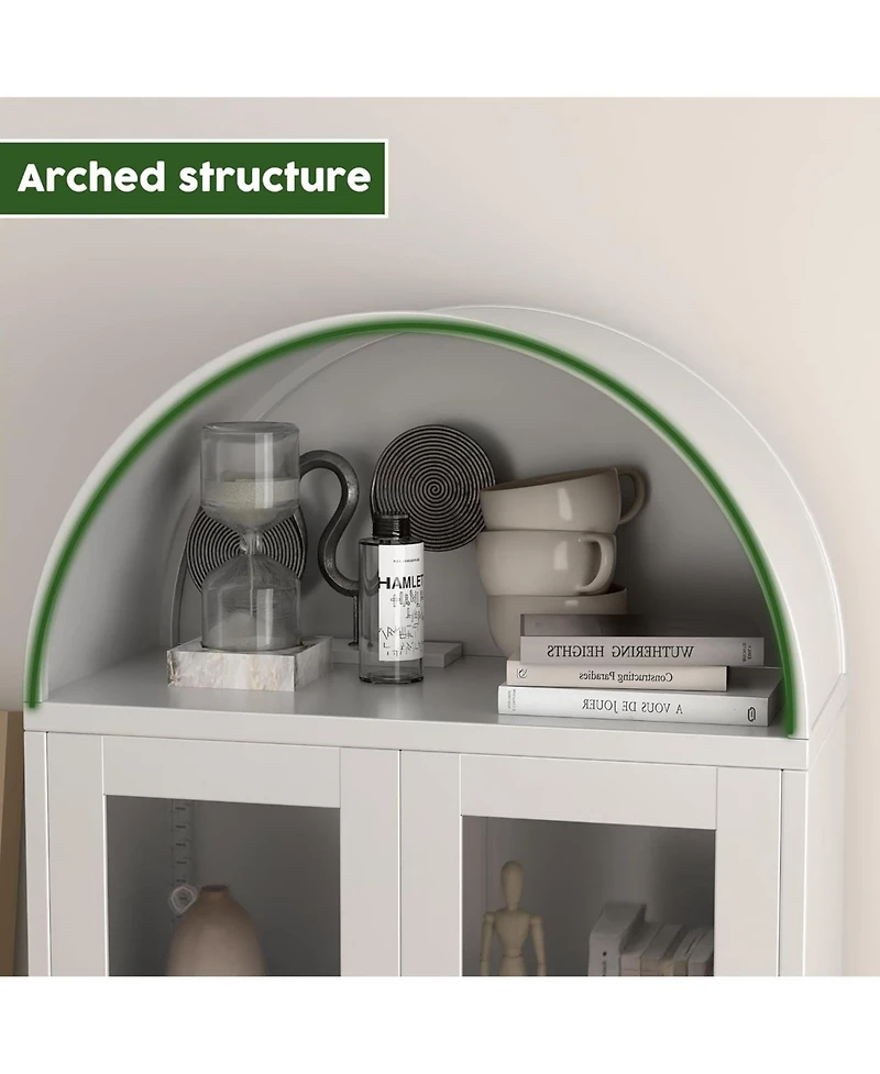 Boyel Living Arched Storage Cabinet with Drawer and Double Doors, Elegant Display Furniture for Living Room