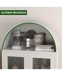 Boyel Living Arched Storage Cabinet with Drawer and Double Doors, Elegant Display Furniture for Living Room