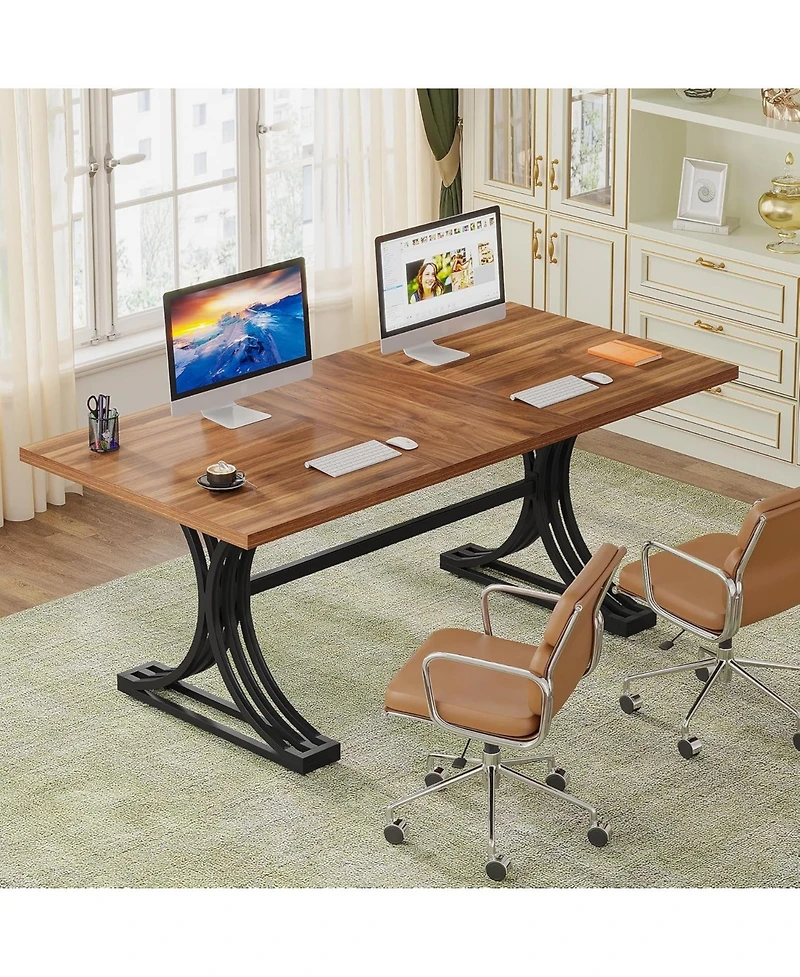 Tribesigns 63" Large Office Desk,Modern Executive Desks with Stylish Legs,Wood Computer Desk,Business Work Desk for Home Office