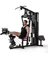 Mikolo Home Gym Station with 150LB Weight Stack, Multi-Function Exercise Equipment for Full Body Training