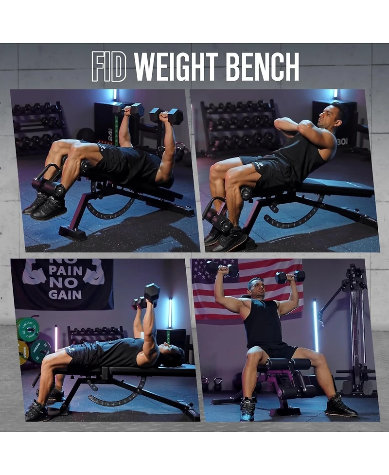 Mikolo 1200LB Weight Bench – Adjustable Workout Bench with Detachable Leg Support and Vertical Storage, Space-Saving Exercise Bench for Home Gym