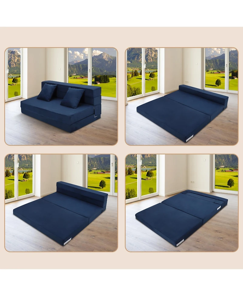 homfan Multi-Functional Folding Floor Sofa Bed with Pillows