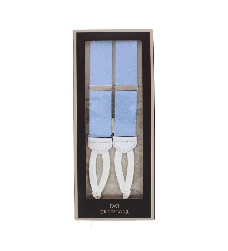 Trafalgar Men's Churchill Chambray Polka Dot Linen Blend Formal End Suspenders