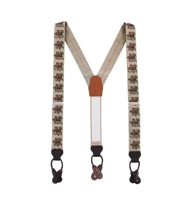 Trafalgar Men's The Home Stretch Novelty Silk Button End Suspenders