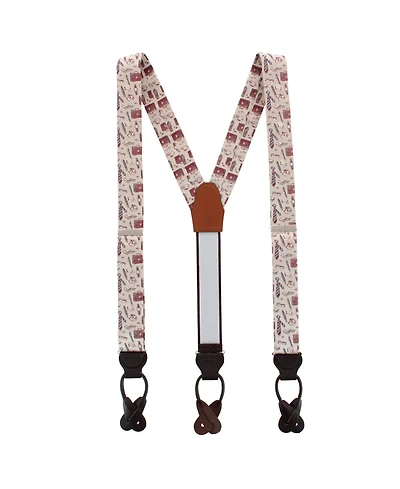 Trafalgar Men's Day At The Office Novelty Silk Button End Suspenders
