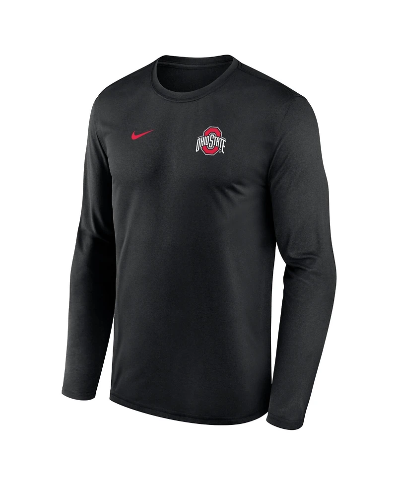 Nike Men's Black Ohio State Buckeyes 2026 Sideline Small Logo Legend Dri-fit Long Sleeve T-Shirt