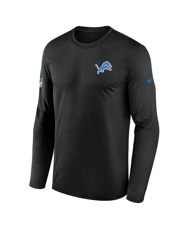 Nike Men's Black Detroit Lions Sideline Small Logo Legend Dri-fit Long Sleeve T-Shirt