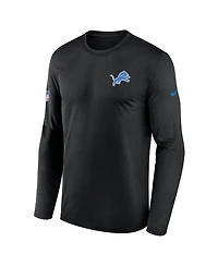 Nike Men's Black Detroit Lions Sideline Small Logo Legend Dri-fit Long Sleeve T-Shirt