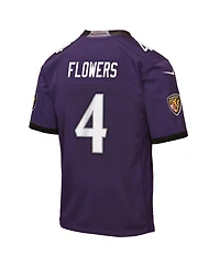 Nike Big Boys and Girls Zay Flowers Purple Baltimore Ravens Game Jersey