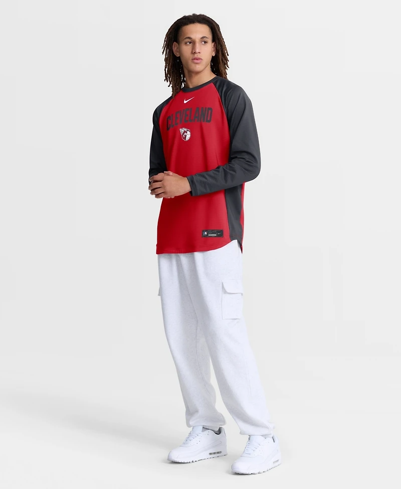 Nike Men's Red Cleveland Guardians Authentic Collection Raglan Dri-fit Sweatshirt