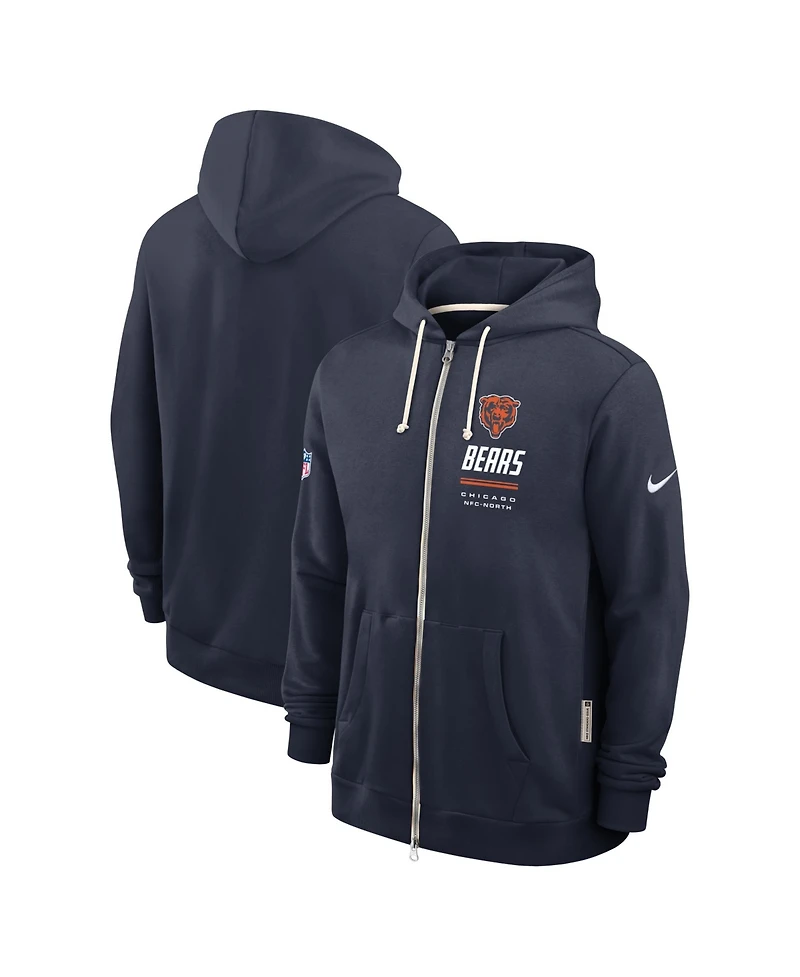 Nike Men's Navy Chicago Bears Sideline Standard Issue Dri-fit Full-Zip Hoodie