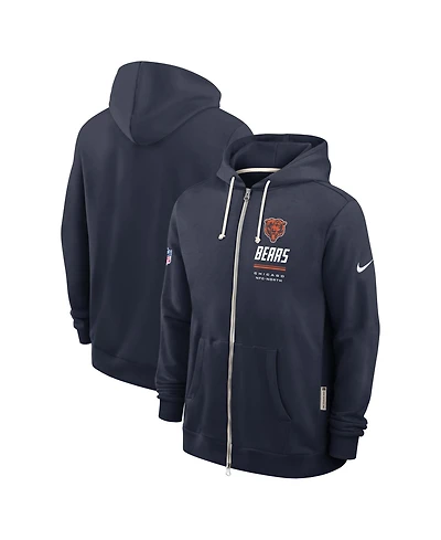 Nike Men's Navy Chicago Bears Sideline Standard Issue Dri-fit Full-Zip Hoodie