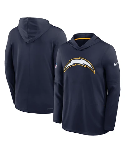 Nike Men's Navy Los Angeles Chargers Sideline Dri-fit Long Sleeve Hooded T-Shirt