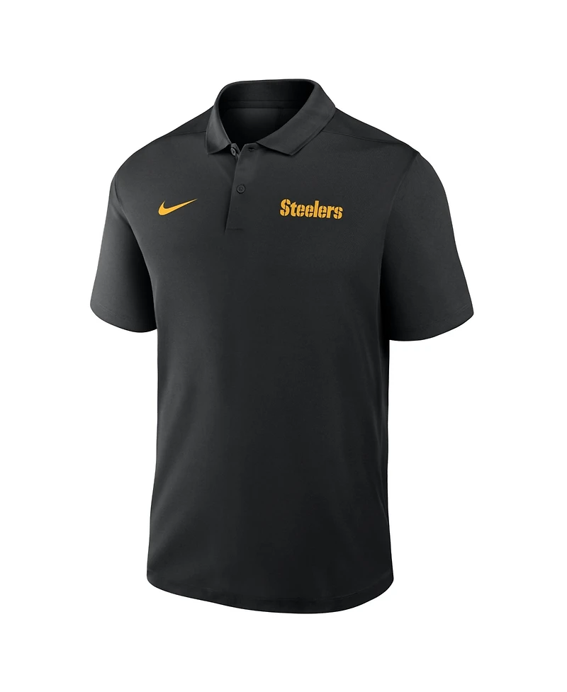 Nike Men's Black Pittsburgh Steelers Wordmark Victory Dri-fit Polo Shirt